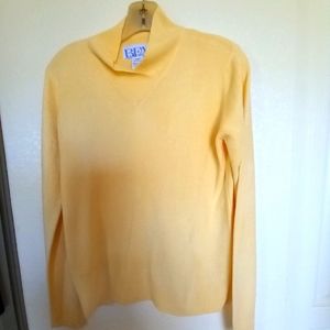 BEA classic 100% acrylic yellow sweater size small cowl collar.